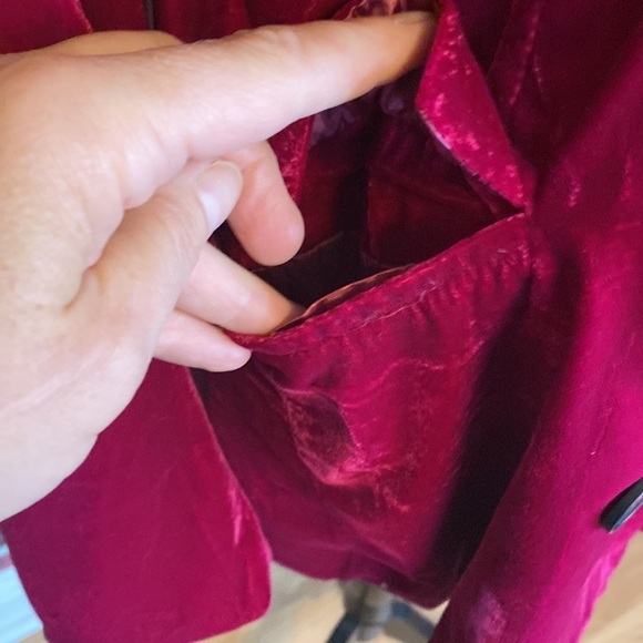 Sans Souci Pink Fuchsia Velvet Plush Double Breasted Blazer Size S - Picture 6 of 10